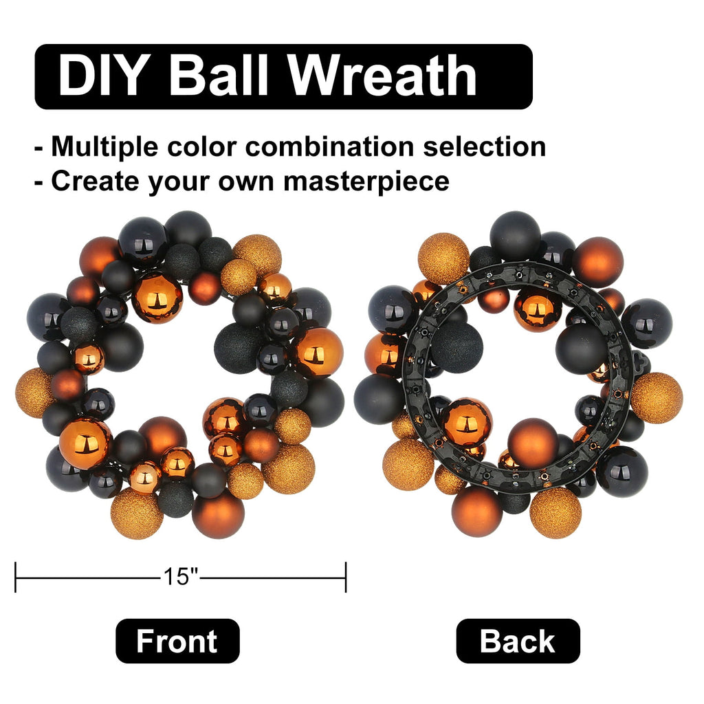 DUNCHATY Halloween Ball Garland Wreath, 14 Inch - Spooky Decor for Parties, Events, Gifts - Door Window Wall
