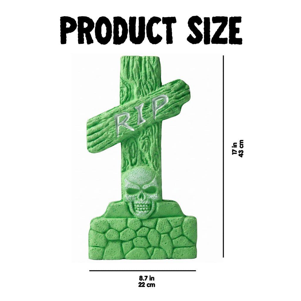 Joyfy 5 Pack Halloween Tombstone Outdoor Decorations,17 Inch Foam RIP Cemetery Headstone Decoration and 12 Halloween Yard Lawn Decoration Metal Stakes