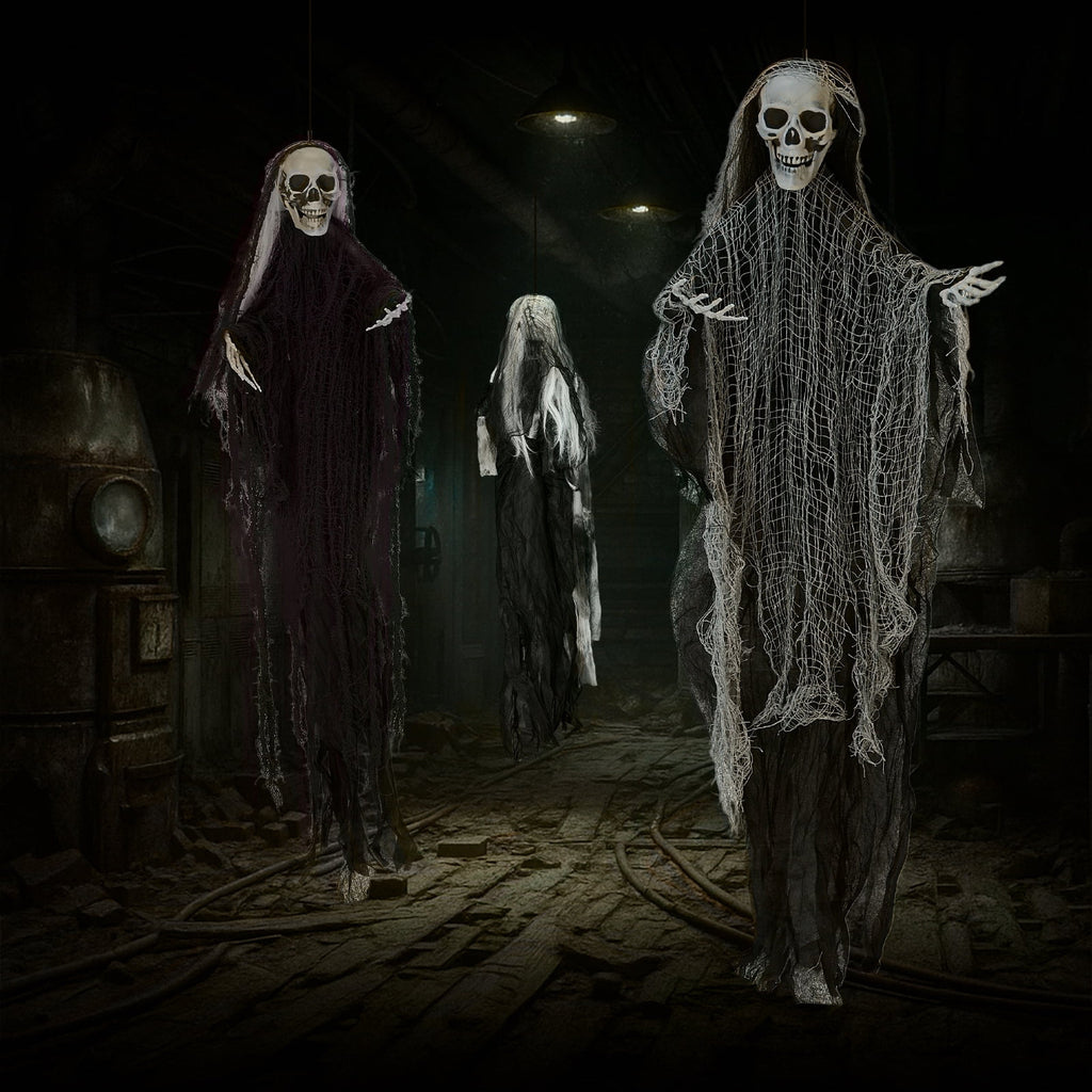 Ktaxon 4ft Hanging Ghost Animated Halloween Decoration 3pcs Creepy Skeleton Set