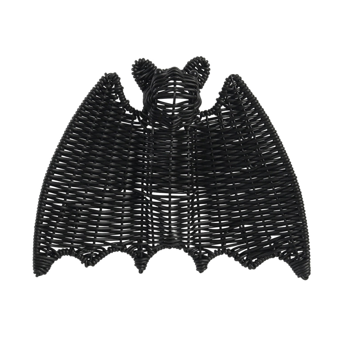 Black Rattan Wall Decoration, Halloween Wicker Bat Art, Indoor and Outdoor Festive Decor, Durable Plastic Material