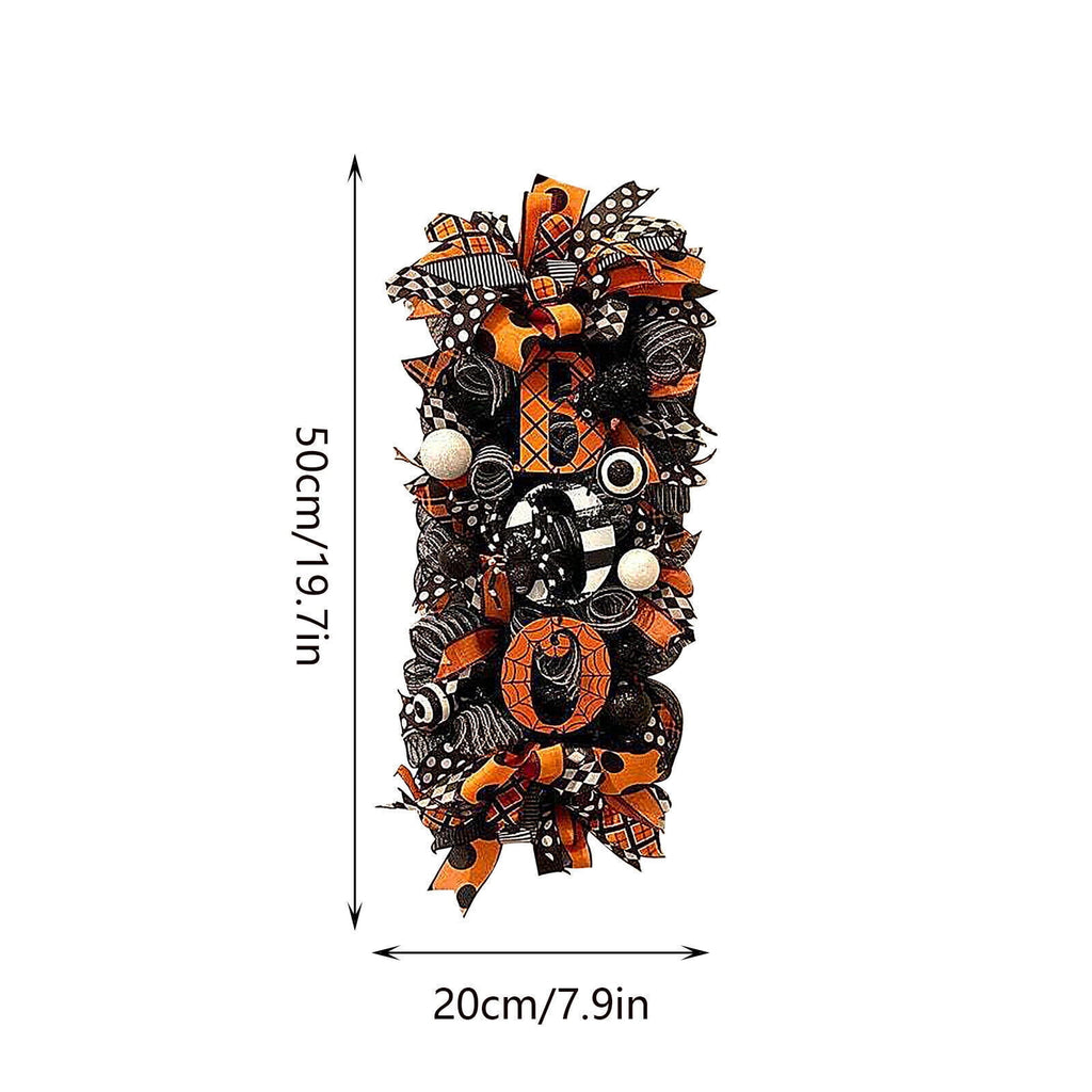 YouLoveIt Boo Halloween Wreath Halloween Pumpkin Wreath for Front Door Halloween Wreath Hanging Welcome Wreath Sign Halloween Decorations Front Door Halloween Party Hanging