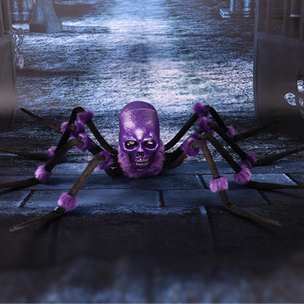 MMJ Halloween Decorations Electric Crawling Spider Voice Activated Light Up Animated Horror Prop 25.6in