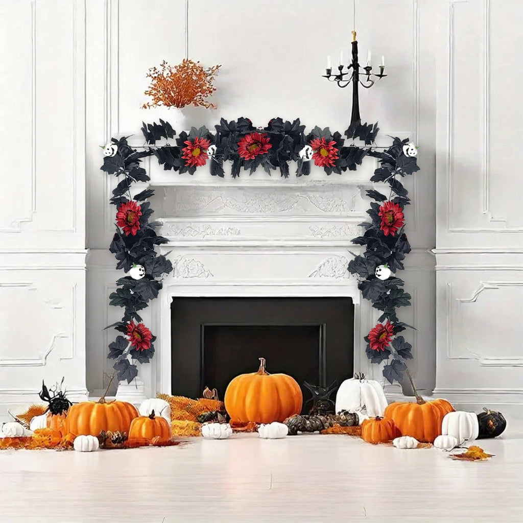 Halloween Garland, Halloween Garland Decor, 68.9in Halloween Wreath, Seasonal Decor, Black Garland, Fall Wreath, Halloween Wall Decor, Home Decoration, Halloween Decorations Indoor