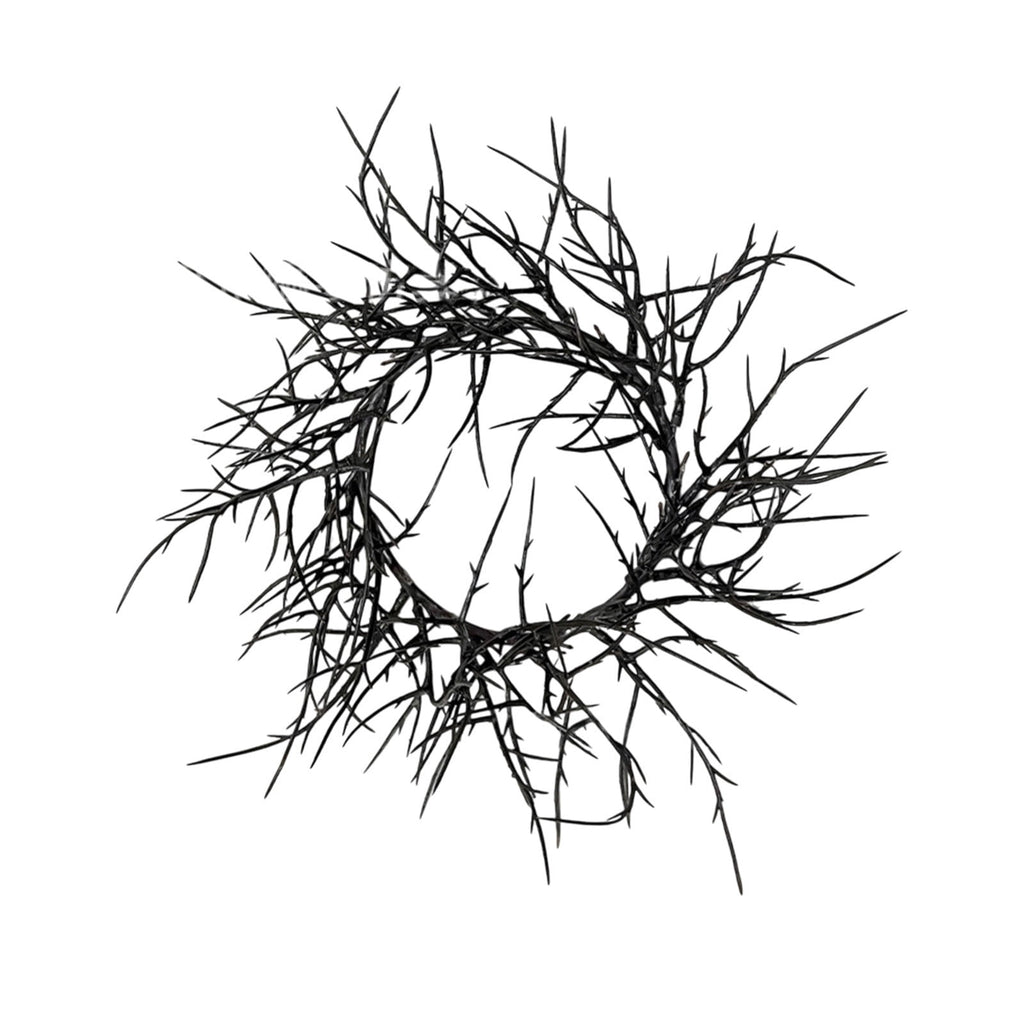 Halloween Wreath, Black Twig Wreath for Front Door, Artificial Spooky Branch Decor for Indoor Outdoor Home Party, Wall Hanging Ornament