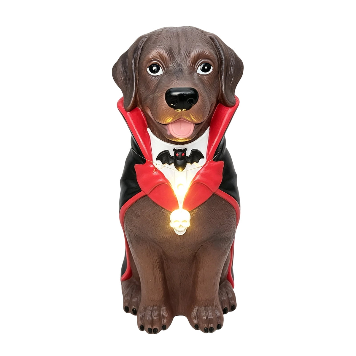 Clearance! Halloween Light‑Up Dog Figurine, 7.9in Scarecrow Dog Statue with Glowing Pumpkin, Waterproof Resin Table Yard Decor