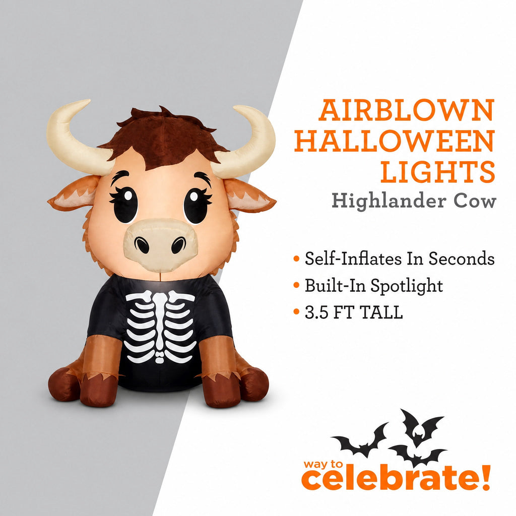 Highlander Cow Airblown Yard Inflatable, Multicolor, 3.5', Halloween by Way To Celebrate