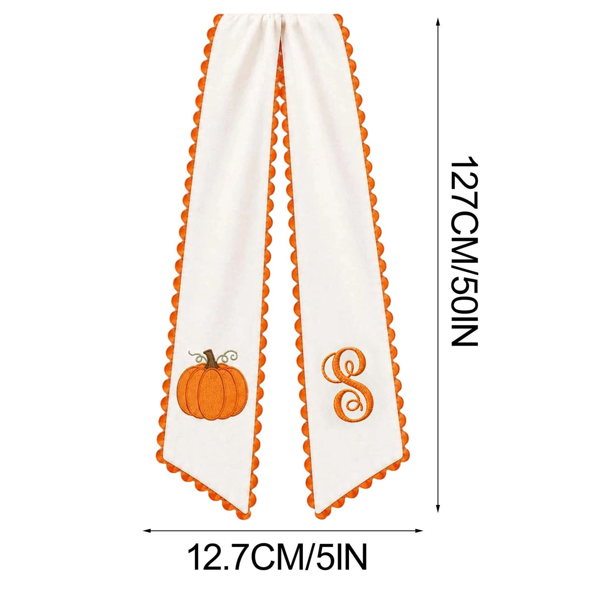 erdimoy Fall Pumpkin Monogram Wreath Sash, 50 Inch Embroidered Wreath Ribbon with Pom Pom Trim, Autumn Harvest Front Door Wreath Decor for Thanksgiving Halloween