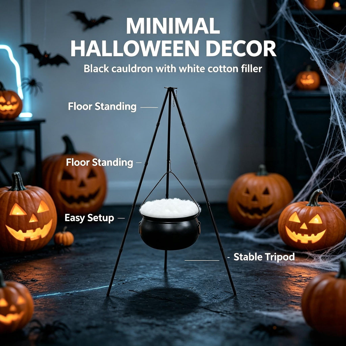 Muecwrye Halloween Decorations Outdoor, Halloween Clearance! Halloween Witches Cauldron on Tripod with Lights, DIY Bubbling Cauldron Set Decor for Home Porch Outside, Halloween Party Supplies