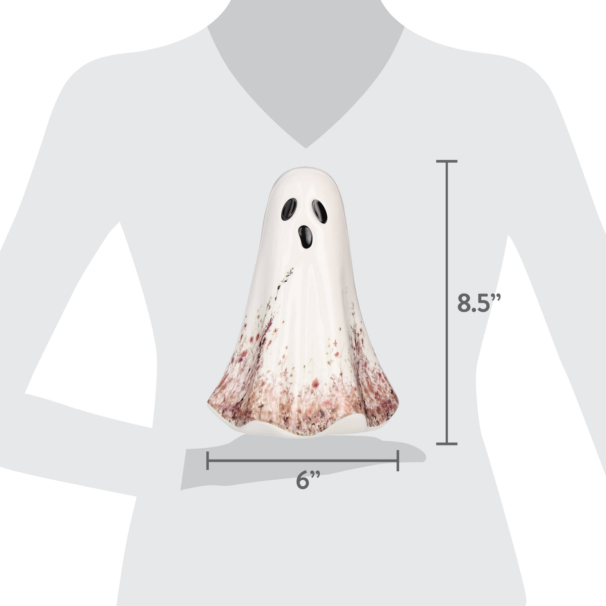 Ceramic Wildflower Ghost Decoration, White, 8.2", Halloween by Way To Celebrate