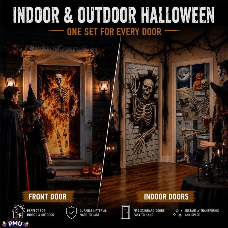 PMU Halloween Bathroom Door Cover, Halloween Decor, Door Decor
