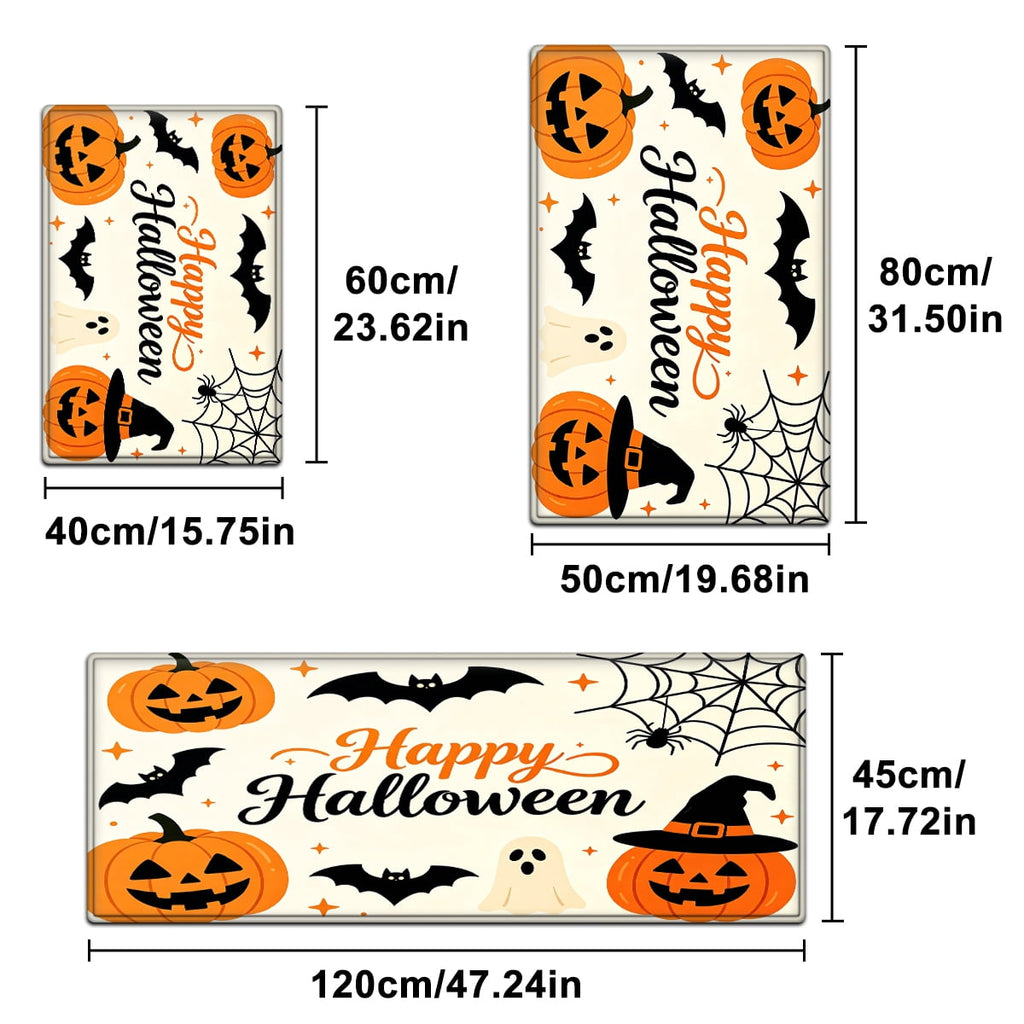 YIMEIS Halloween Pumpkin Lanterns Multi-purpose 1-Piece Flannel Mat and Kitchen Rugs,Soft Non-slip for Home Bedroom Bathroom