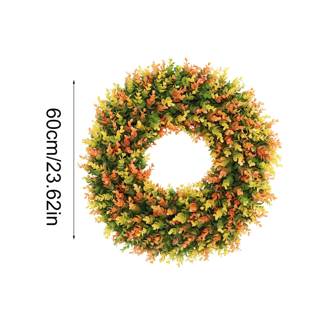 ICQOVD Halloween Pumpkin Maple Leaf Wreath with Skeleton Ornament Orange Black Bow Front Door Hanging Fall Home Decoration 15.75*15.75*3.15IN