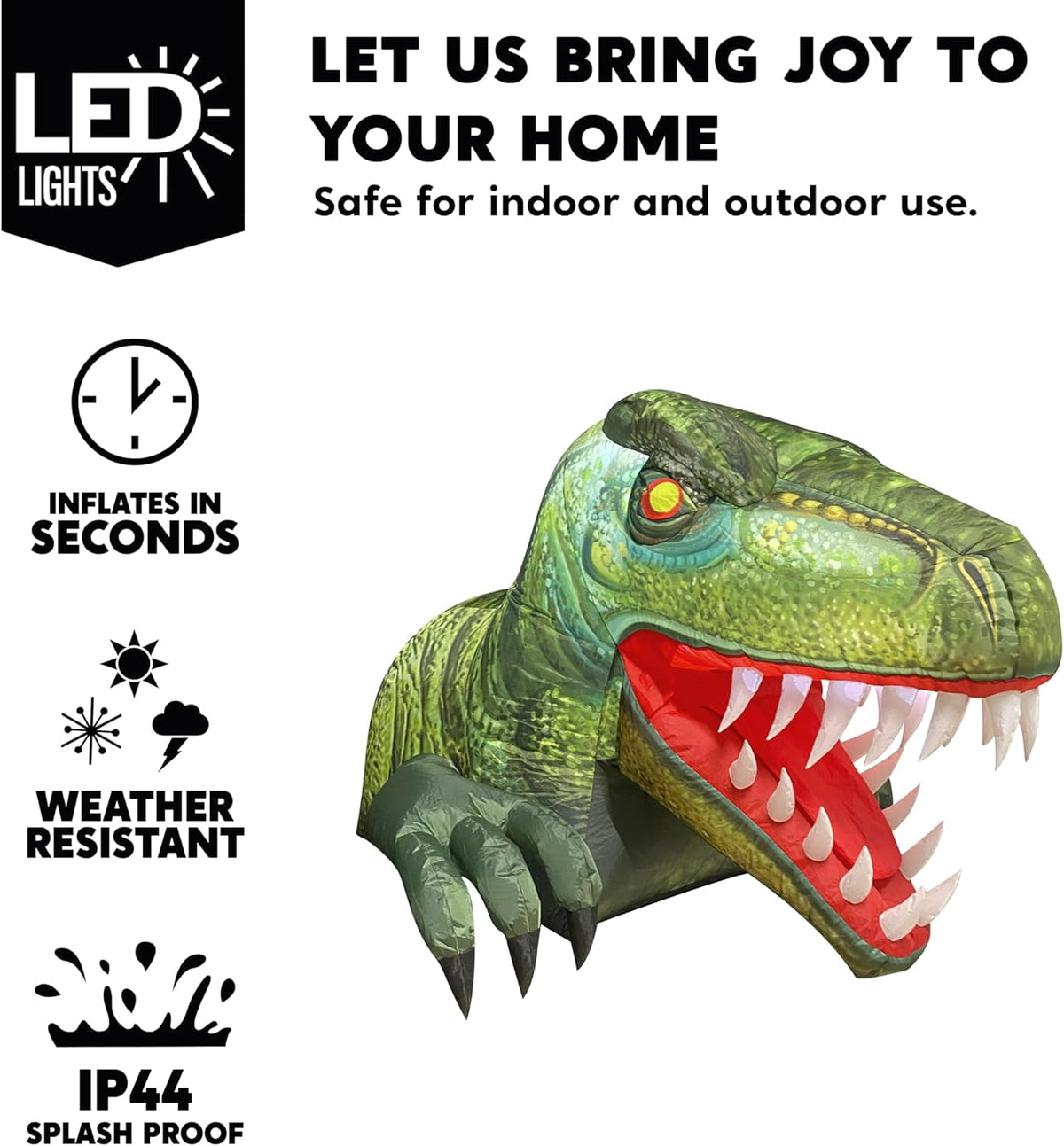Joyfy 3.6 ft Animated Halloween Inflatable Dinosaur Decoration,Trunk or Treat Car Decorations Kit Dinosaur with Built-in LED Light for Halloween Party Indoor,Outdoor,Yard,Garden Decor