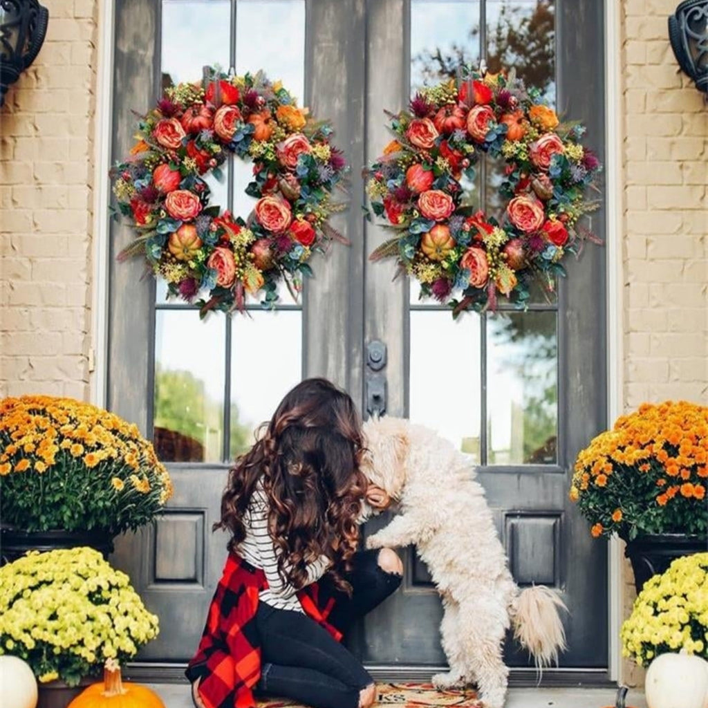 Nkmbld 4th of July Wreaths for Front Door, Independence Day Wreath Red White Blue Flower Wreath for Independence Day Memorial Day Flag Day Decor