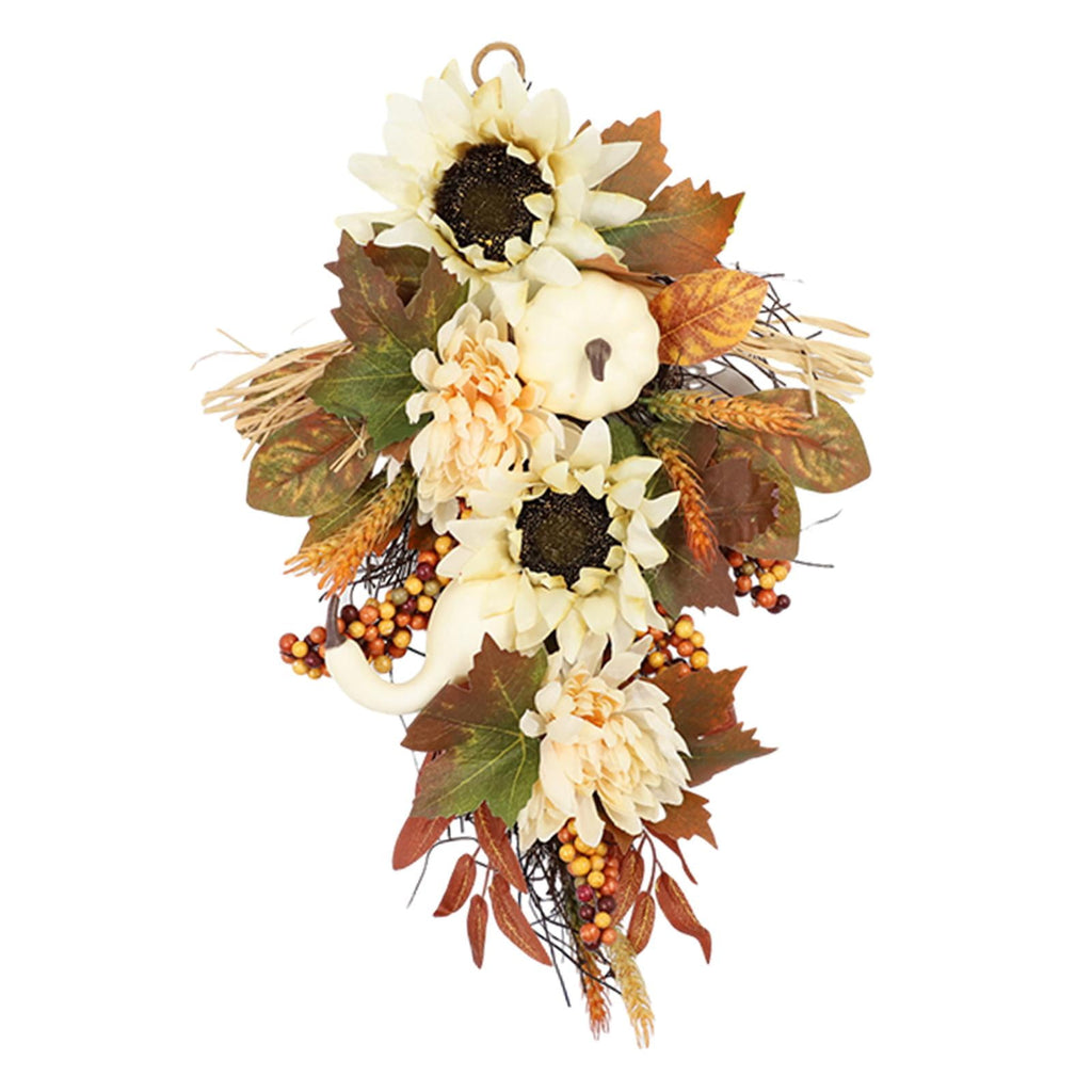 Artificial Wall Swag Fall Harvest Swag Wreath Ornaments Teardrop Wreath Garland for Porch Eaves Stairs Outdoor and Indoor Festivals Window 50cm