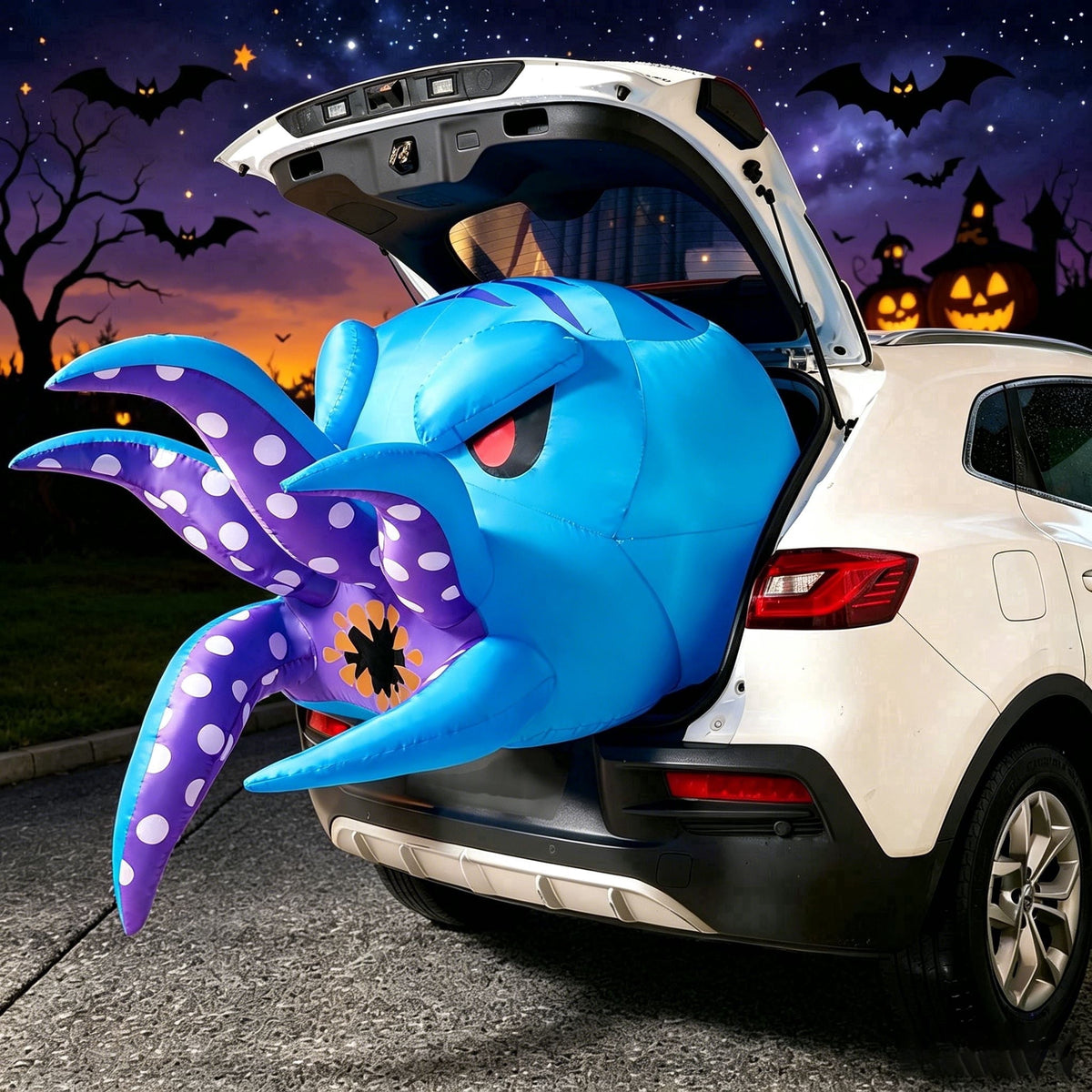 Joyfy 6 FT Halloween Inflatable Haunted Castle Decoration,Trunk or Treat Car Decorations Kit Ghost and Pumpkin with Built-in LED Light for Halloween Party Indoor,Outdoor,Yard,Garden Decor