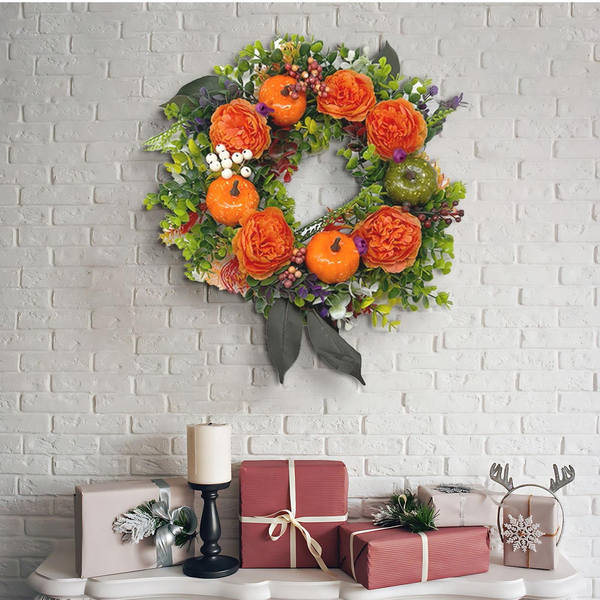 sruoe Halloween Decorations, Indoor Outdoor Halloween Decor, Artificial Wreaths, Halloween Decorations for Outside, Halloween Simulation Decorative Wreath