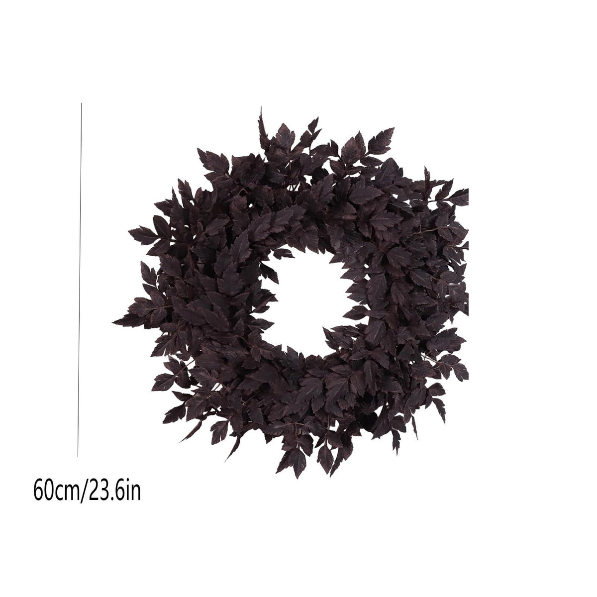 Dark Purple Artificial Cimicifuga Leaf Wreath, Gothic Fall Front Door Wreath, Halloween Dark Foliage Wreath, for Porch Wall Decor