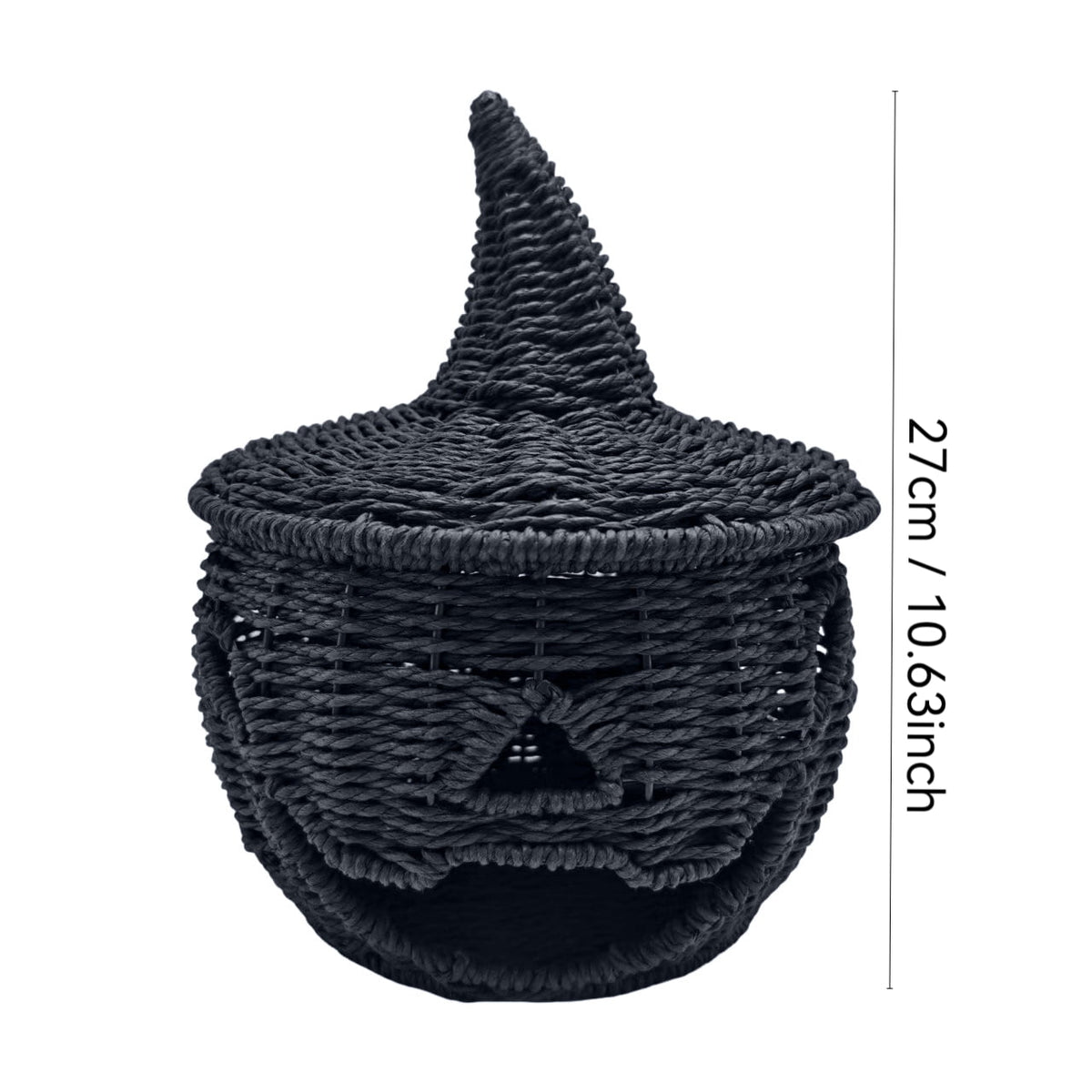 THOPBPRK 2026 Black Halloween Woven Pumpkin Jack-O'-Lantern, Halloween Decorations Pumpkin, USE LED Candle, Rattan Fall Halloween Decor for Home, 1Pack 11.8 Inch A