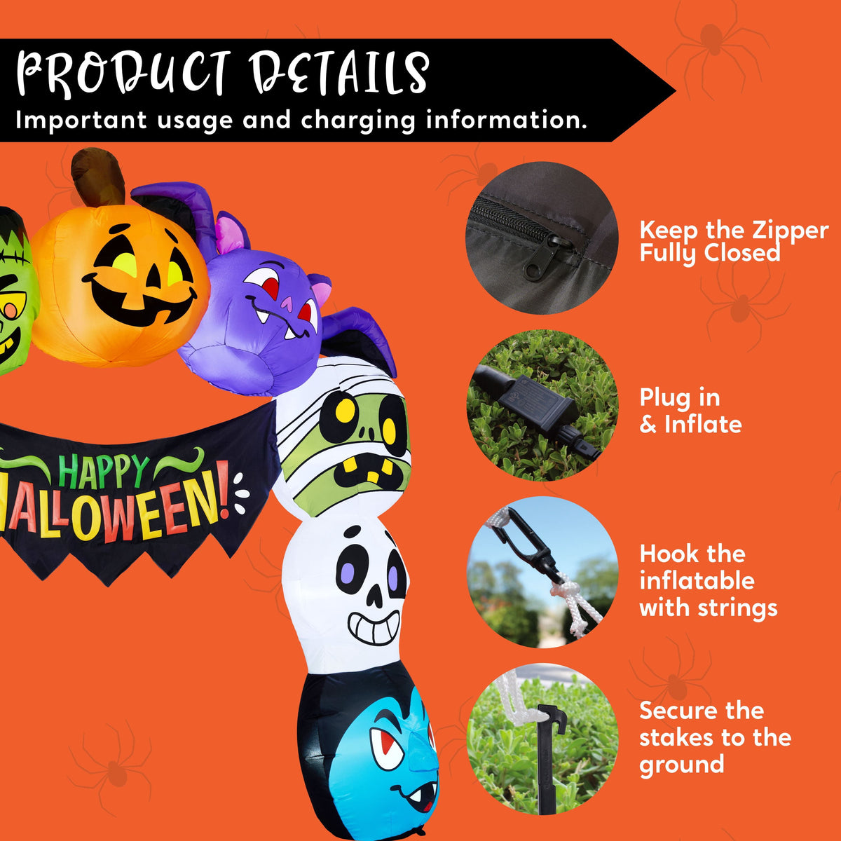 Joyfy 3.6 ft Animated Halloween Inflatable Dinosaur Decoration,Trunk or Treat Car Decorations Kit Dinosaur with Built-in LED Light for Halloween Party Indoor,Outdoor,Yard,Garden Decor