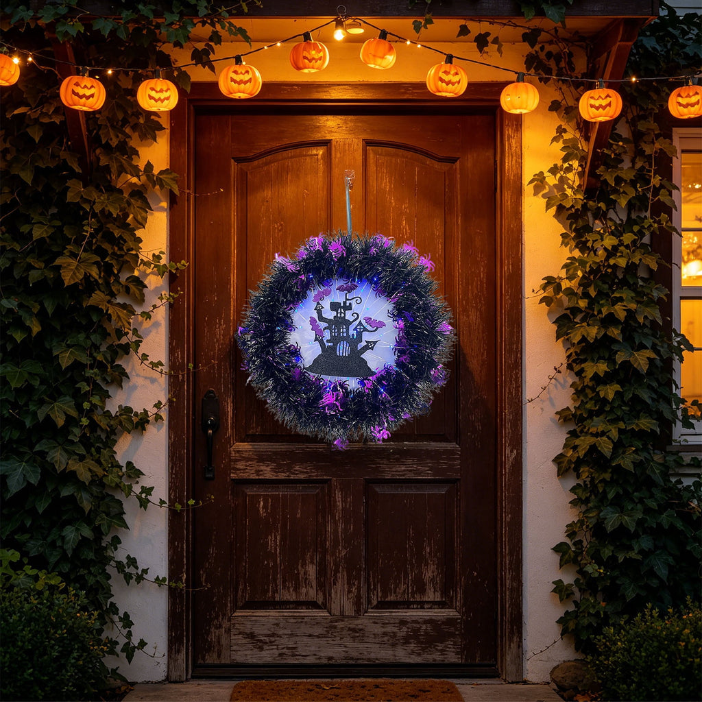 Hotyverty Halloween Wreath for Front Door, 13.77 Inch, Skull With Black Bow Wreath Halloween Decorations For Covered Outdoor Door & Farmhouse Gothic Home Ornament