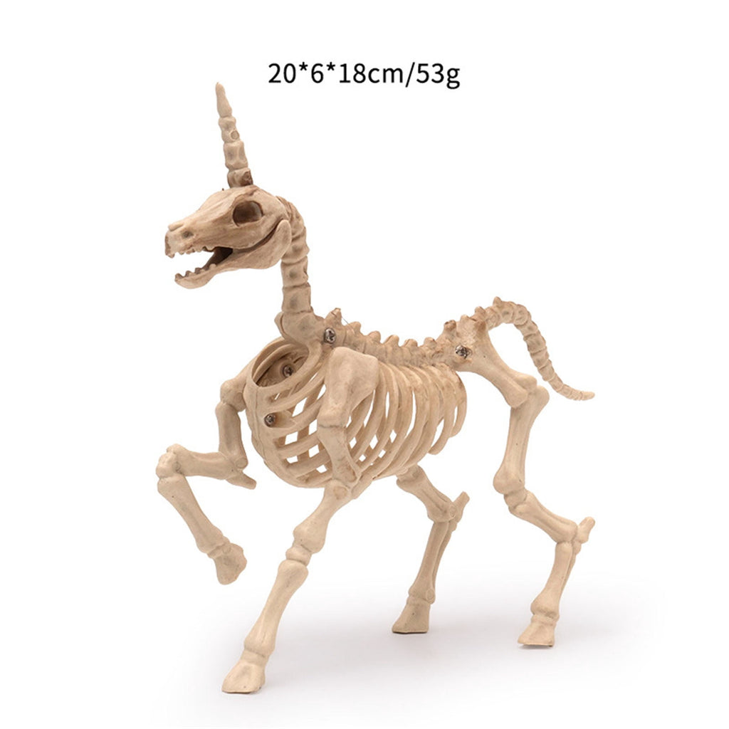 Halloween Animal Skeleton Decorations,Realistic Skeleton Unicorn Props,Posable Movable Joints Unicorn Statue and Figurine for Outdoor Lawn Yard Graveyard Skeleton Halloween Decor