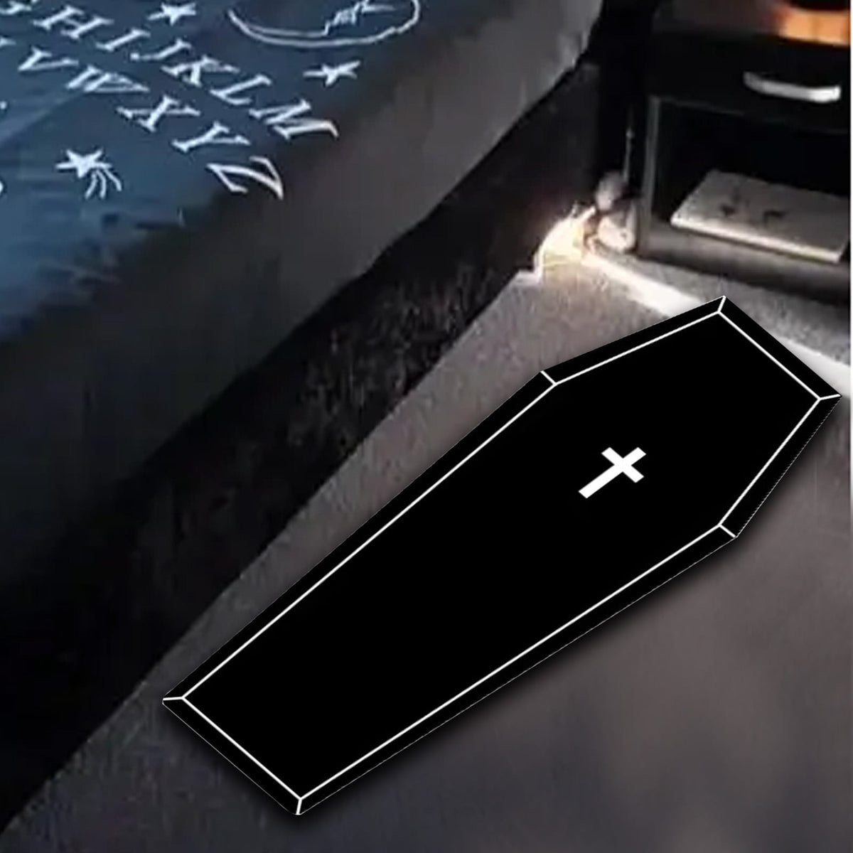 Hwkond Bath Rugs Halloween Decorations Gothic Rug Coffin Rug Black Carpet Super Absorbent Quick Dry Rubber Backing Washable Super Soft Non Slip Bathtub Carpet Plush Bedroom Mat(16x24in)