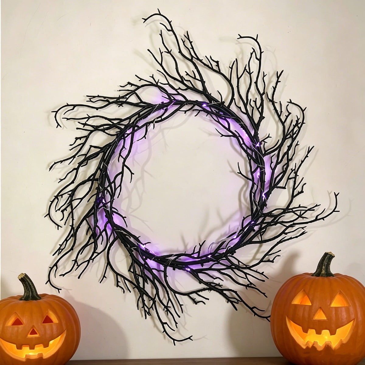 17" Halloween Wreaths for Front Door,Black Bats and Purple Spider Wreath,Spooky Gothic Outdoor Halloween Decoration For Halloween Party,Outdoor/Indoor Porch,Home Holiday Decor