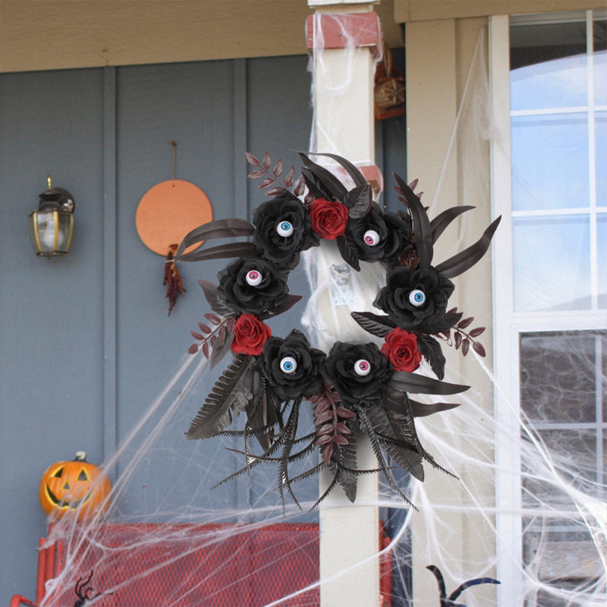 sruoe Halloween Decorations, Indoor Outdoor Halloween Decor, Artificial Wreaths, Halloween Decorations for Outside, Halloween Simulation Decorative Wreath