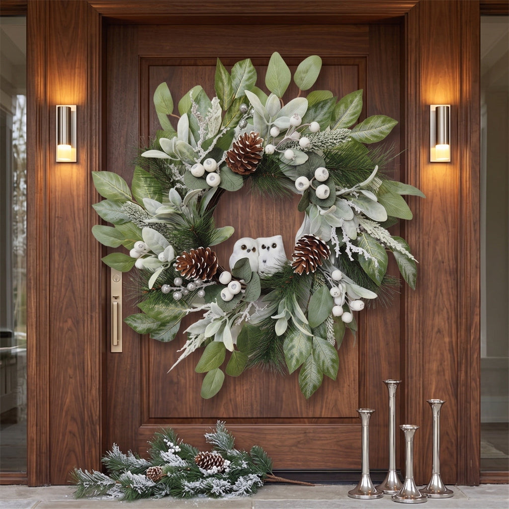 ICQOVD Halloween Pumpkin Maple Leaf Wreath with Skeleton Ornament Orange Black Bow Front Door Hanging Fall Home Decoration 15.75*15.75*3.15IN