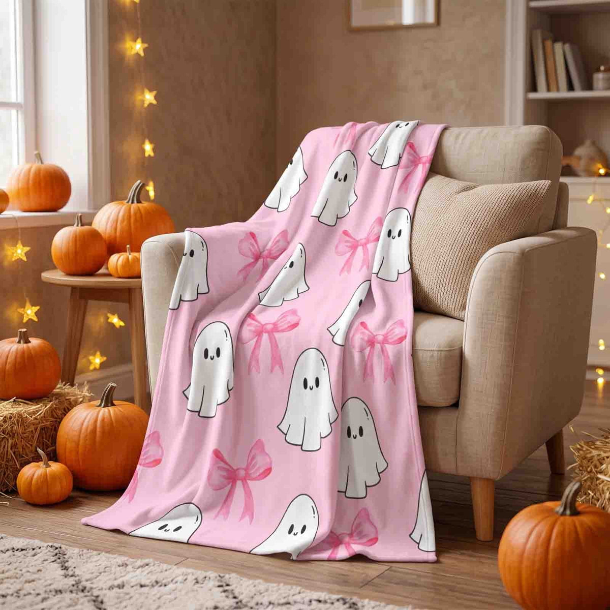 Halloween blanket,Halloween Print Throw Blanket Flannel Soft Cozy Decorative Nap Blanket with Ghost Pumpkin Skull for Office Bedroom Sofa Camping Travel(100x150cm/39x59 Inch),Black