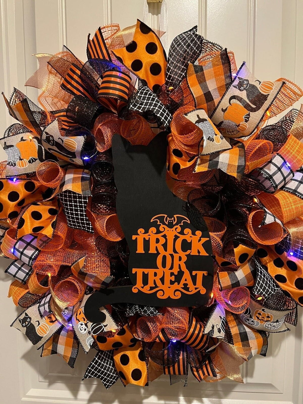 Halloween Decorative Wreath Black Cat Pumpkin Wreath Carnival Trick or Treat Decorative Door Hanging