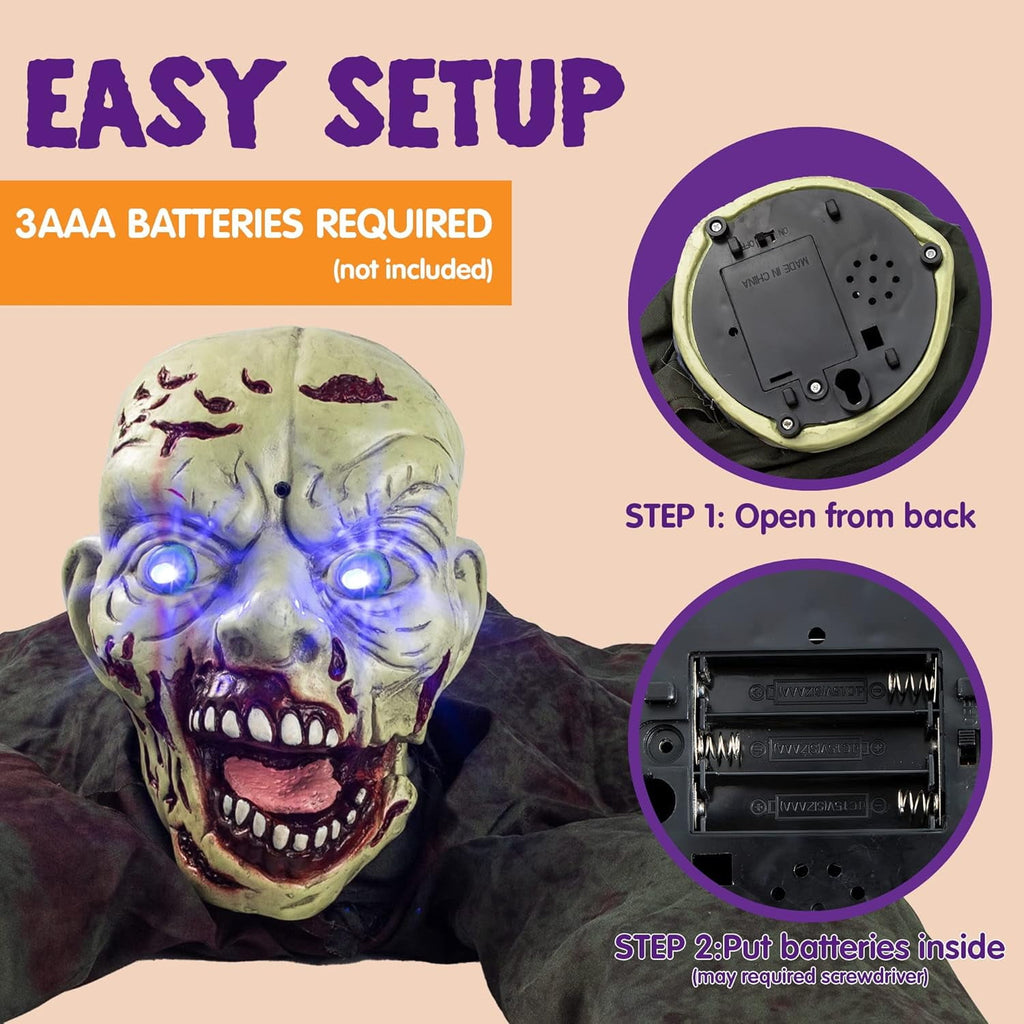 Joyfy Halloween Groundbreaker Halloween Decorations Zombie with Sound and Flashing Eyes,Outdoor Scary Halloween Yard Decorations,Haunted House Decorations