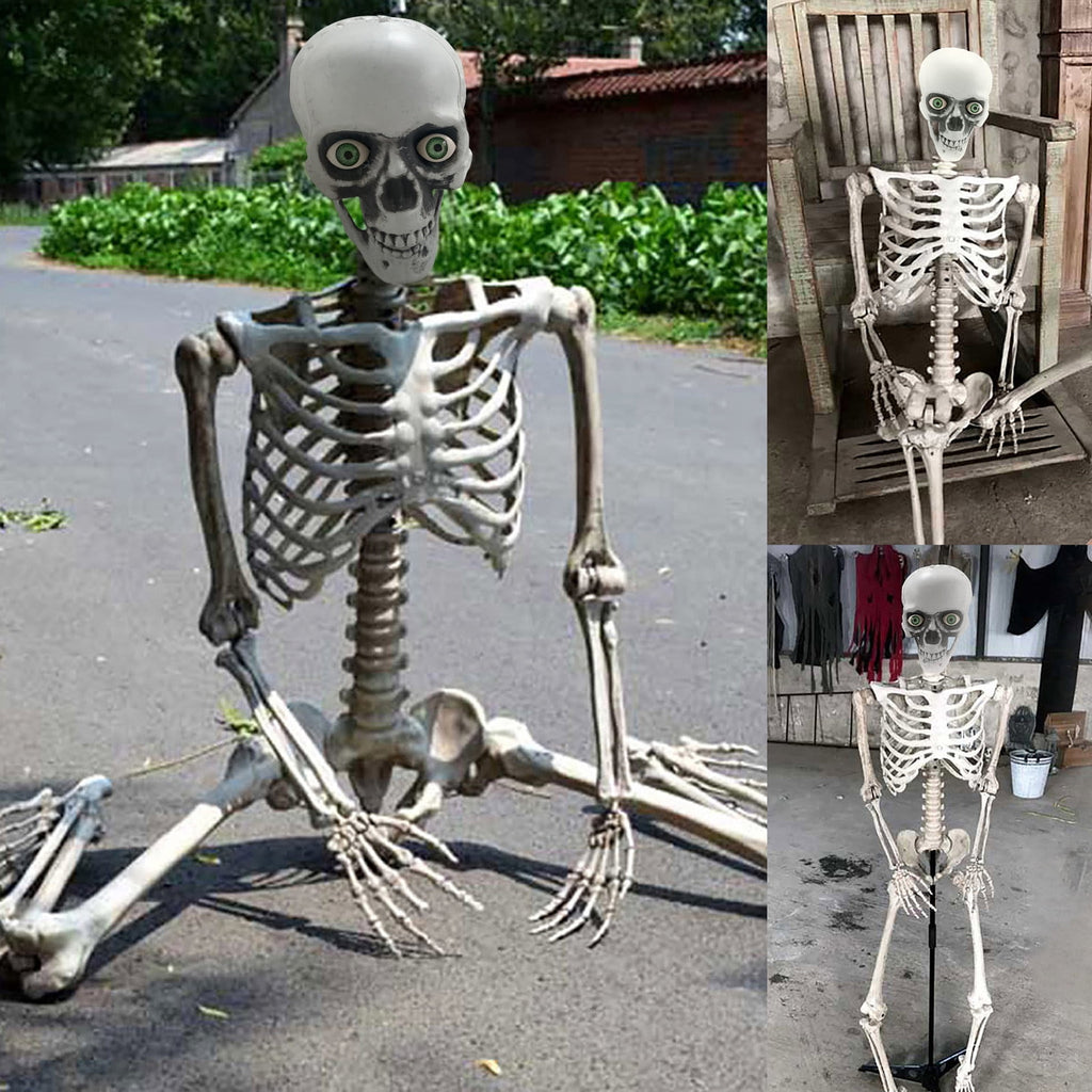 Halloween Skeleton Life Size Full Body Posable Joints Skeletons,Halloween Skeleton Decoration,Human Full Size Skull Hand Life Body Anatomy Model Halloween Decor