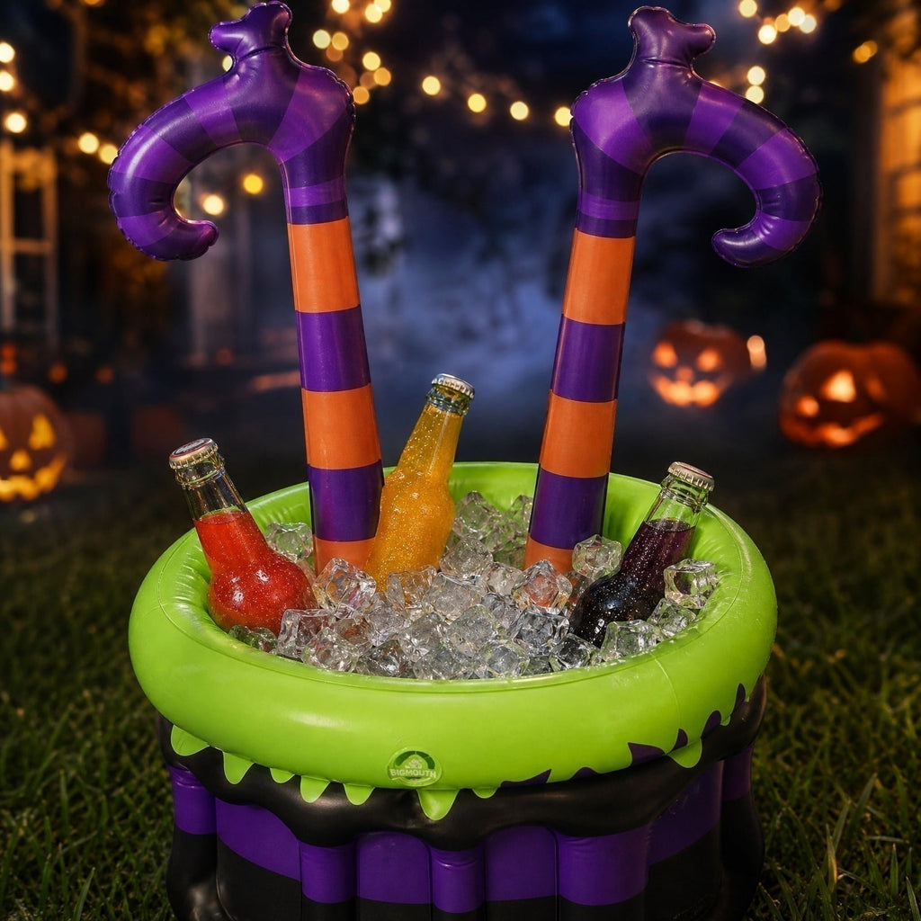 Halloween Inflatable Witch Legs Cauldron Cooler, 50+ Cans Super Capacity Drink Cooler, 40" Halloween Party Decorations for Holiday Party Home Indoor Outdoor Garden Lawn Yard