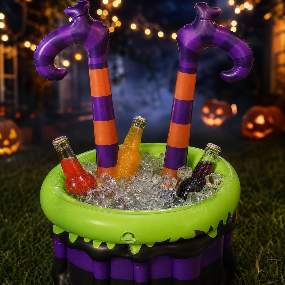 Halloween Inflatable Witch Legs Cauldron Cooler, 50+ Cans Super Capacity Drink Cooler, 40" Halloween Party Decorations for Holiday Party Home Indoor Outdoor Garden Lawn Yard