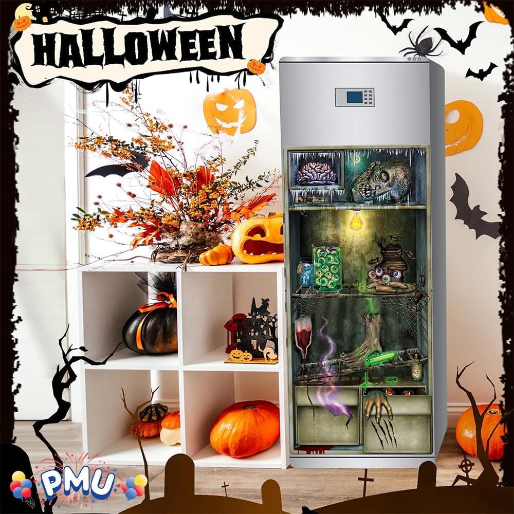 PMU Halloween Bathroom Door Cover, Halloween Decor, Door Decor