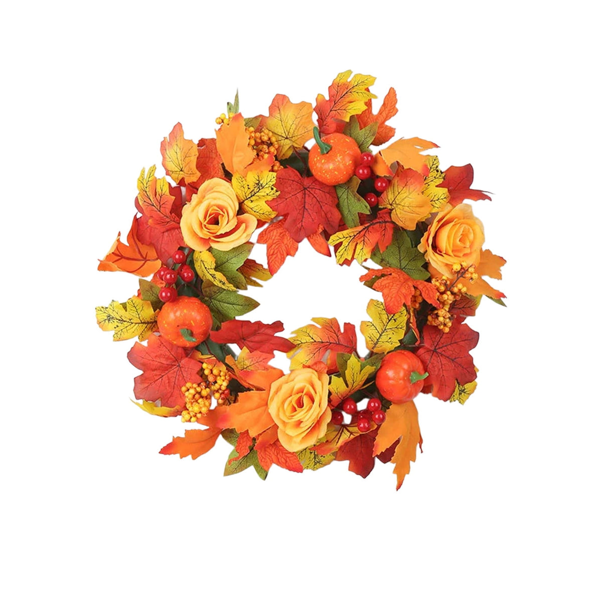 Halloween Wreaths for Front Door,Fall Wreath Thanksgiving Wreath,Harvest Wreath with Various Pumpkin Cluster of Berries Maple Leaves Pine Cones for Indoor Outdoor Wall Porch Patio Farmhouse