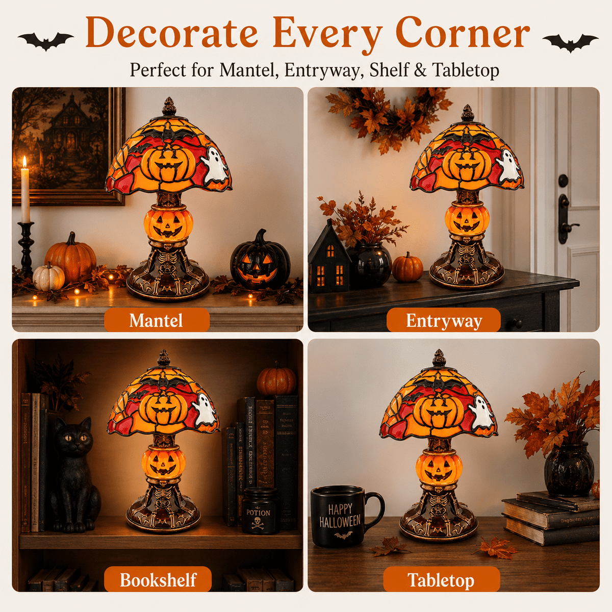 Diceymbol 11.81 Inch Halloween Ghost Night Light, Witch Hat Ghost Lamp with Jack O Lantern, Halloween Decorations Indoor for Table Mantel Party Decor