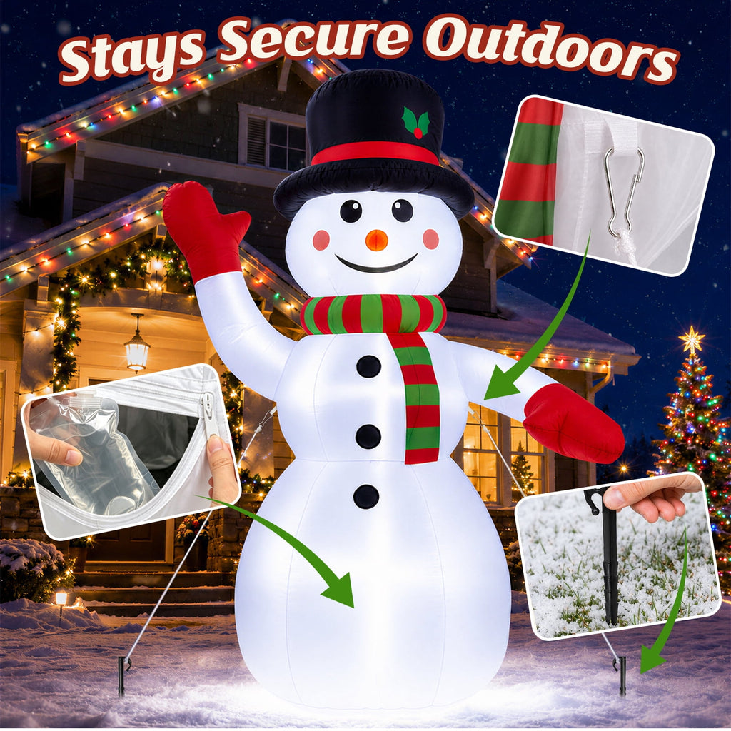 8ft Snowman Christmas Inflatables, Blow up with LED Lights Built-in for Holiday/Party/Yard/Garden Decoration