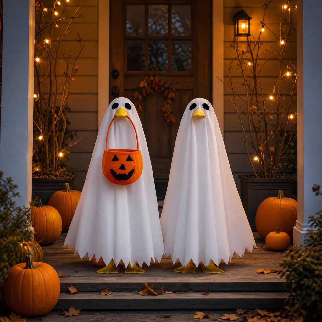 Halloween Garden Porch Decor, Porch Goose Outfits Halloween, 23 Inch Porch Goose Outfits, Witch Dress and Hat Set, Fits 23X11X26 Inch Standing Plush Goose for Front Porch Lawn