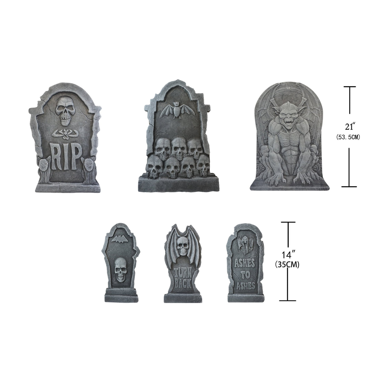 Tombstones Goblins Decoration Set, Gray, 6 Pieces, Halloween by Way To Celebrate