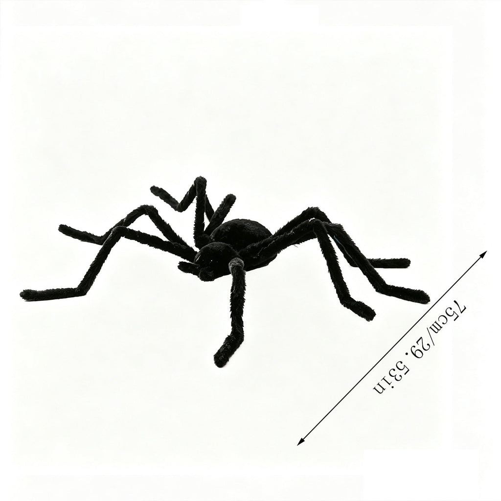 Qocolcyl 29.5in Voice Activated Giant Black Furry Spider Halloween Decor, Sound Controlled Crawling Plastic Spider Toy, Spooky Animated Prop for Indoor Outdoor Yard Bar Party Holiday Decor Gift