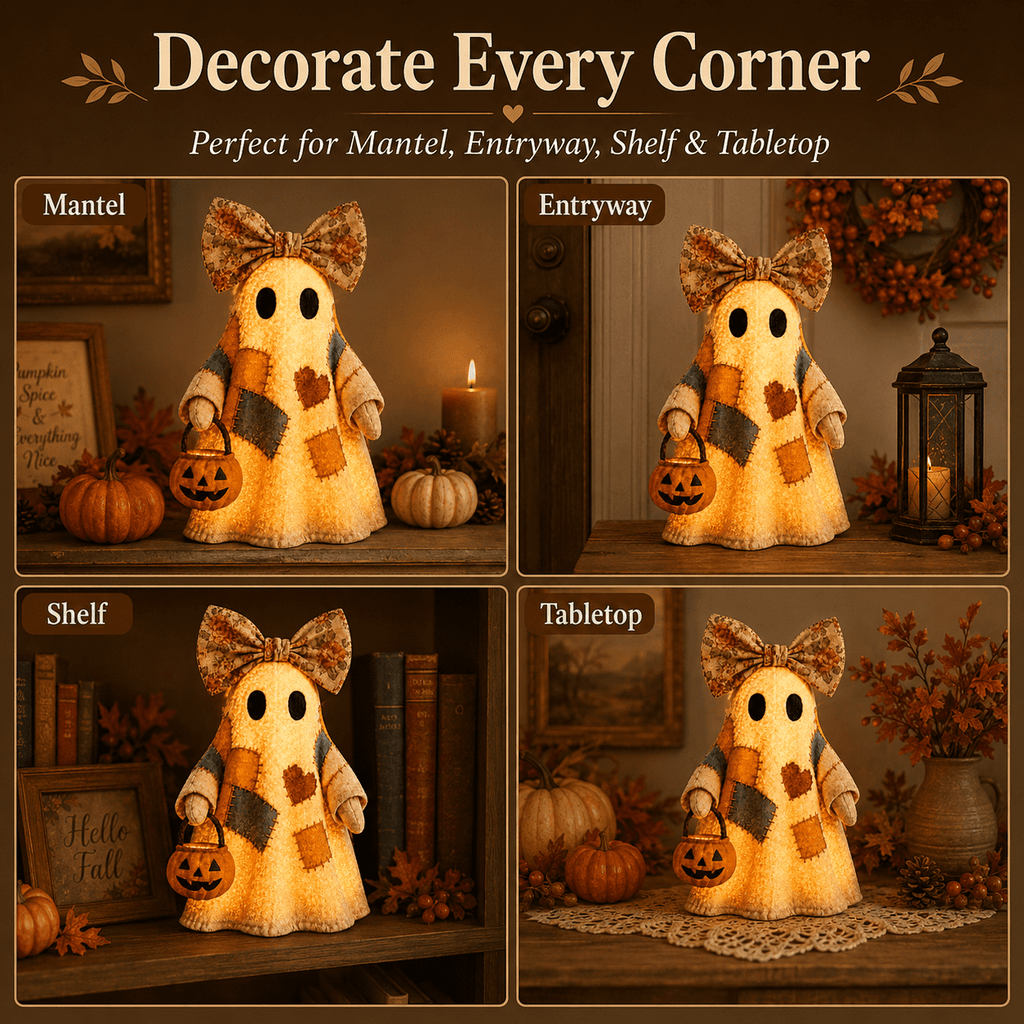Diceymbol 11.81 Inch Halloween Ghost Night Light, Witch Hat Ghost Lamp with Jack O Lantern, Halloween Decorations Indoor for Table Mantel Party Decor
