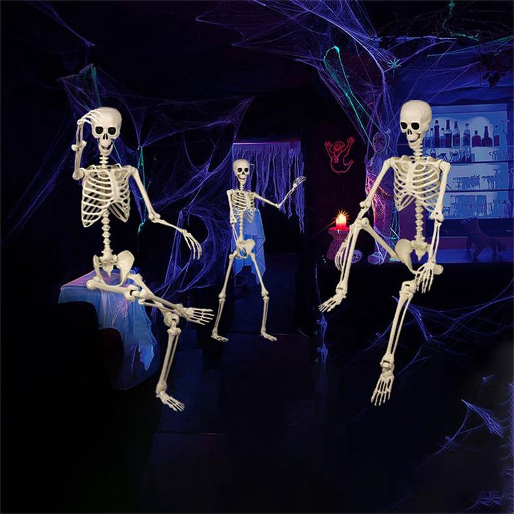 AUHomi 1 PC Halloween Skeleton, 15.7" Full Body Halloween Skeleton Decor with Movable Joints, Party Decorations, Halloween Outdoor Skeleton Decoration, Horror House Graveyard Props (S)