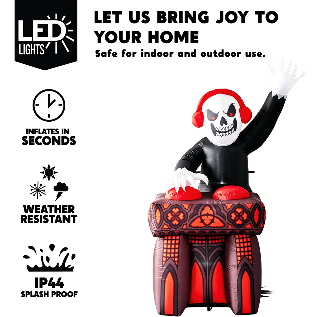 Joyfy 8 FT Halloween Inflatable Skeleton Dinosaur with Build-in LEDs Pumpkin Decorations,Halloween Outdoor Decorations Blow up Yard Decorations