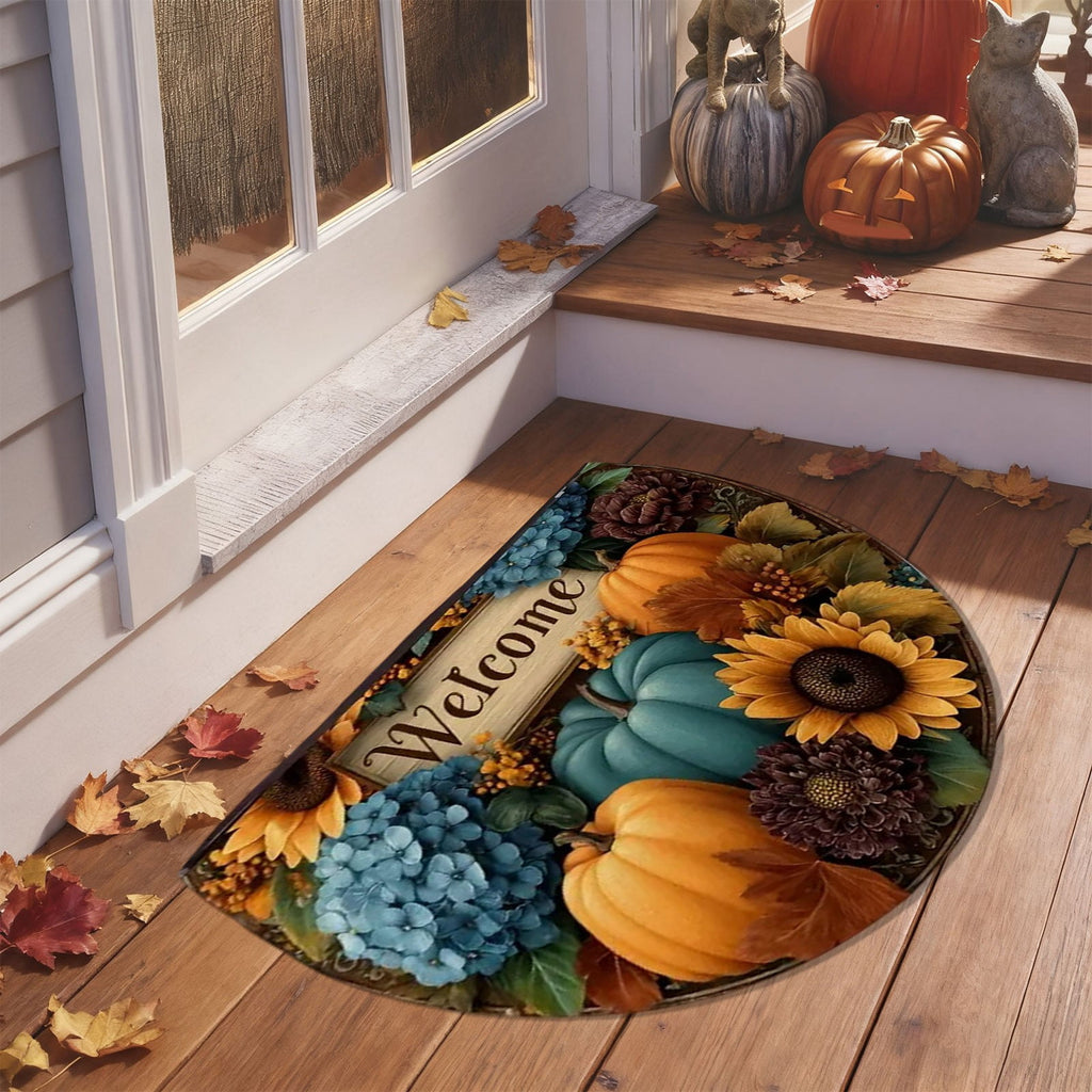 JoyMoreHome Fall Welcome Doormat, Fall Leaves Front Door Mat, Indoor Outdoor Entrance Floor Mats, Non-Slip Washable Thanksgiving Halloween Home Decor Mat