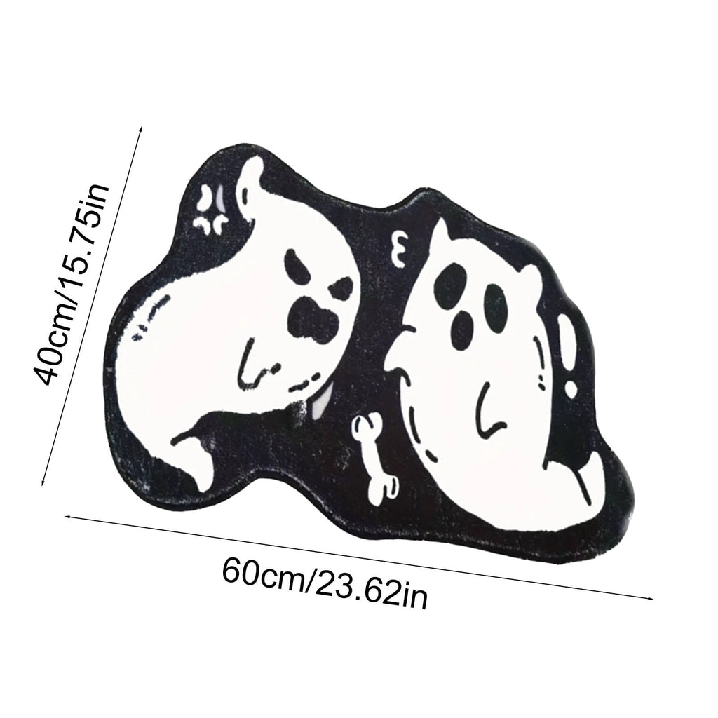 Halloween Decor White Ghost Rug 24x16 inches, Handmade Tufted Fluffy Aesthetic Area Rugs, Cute Soft Cool Non Slip Floor Carpet Bath mat, Living Room, Bathroom, playroom, Kitchen