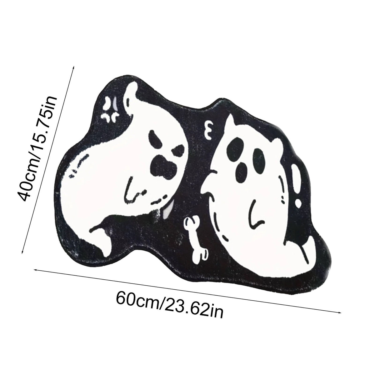 Halloween Decor White Ghost Rug 24x16 inches, Handmade Tufted Fluffy Aesthetic Area Rugs, Cute Soft Cool Non Slip Floor Carpet Bath mat, Living Room, Bathroom, playroom, Kitchen