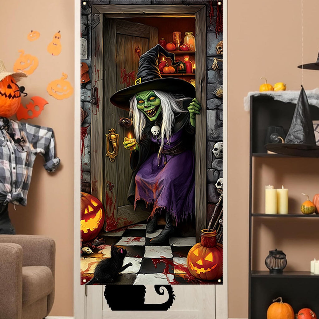 DAMAI Halloween Door Hanging Curtain Party Festival Scene Layout Supplies Decorative Porch Hanging Cloth